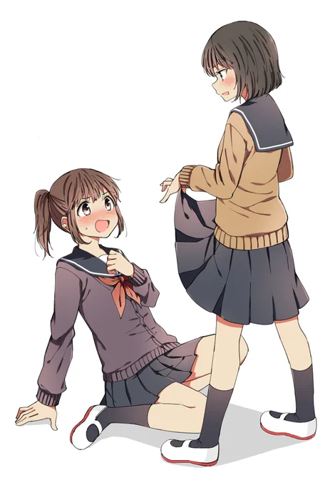 みせつける女の子の絵です。 