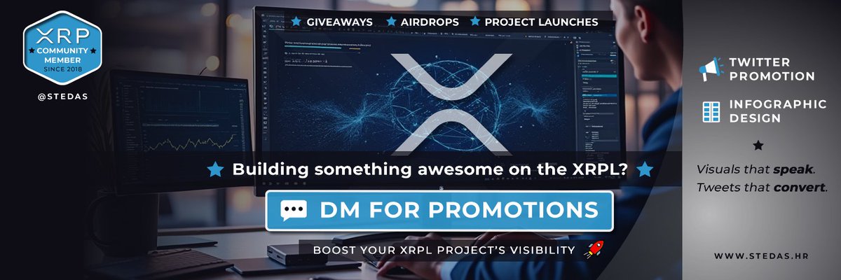 stedas's tweet image. 🚀 Have a great project on #XRPL?
DeFi, NFT, Meme, RWA, AI?
📢 Boost visibility. Reach the right audience.
🎨 Custom infographics or high-impact promos.
📩 DM to get started!
🎨 Visuals that speak | 🐦 Tweets that convert
#XRPCommunity #XRPL #XRP $XRP #crypto