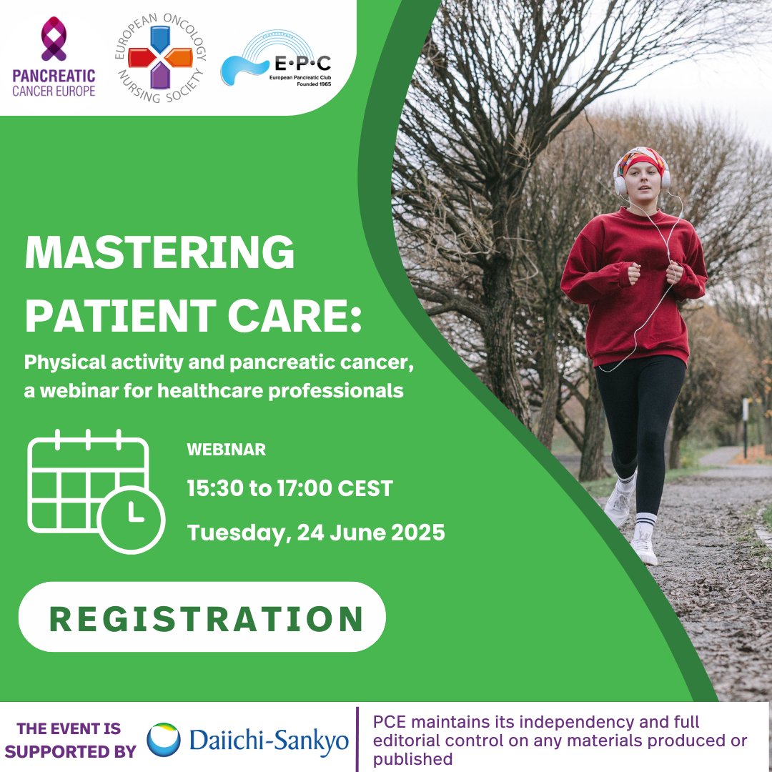Pancreatic Cancer Europe (PCE) (@p_c_e_) on Twitter photo Registration is open for the webinar, Physical activity & pancreatic cancer, a webinar for healthcare professionals ā 24 June 2025, 15:30ā17:00 CEST. Organised by PCE, <a href="/cancernurseEU/">@cancernurseEU</a> & <a href="/EurPancClub/">EPC-Europ Pancr Club</a>
More info: shorturl.at/skmcC
Register here: shorturl.at/poSGD Registration is open for the webinar, Physical activity & pancreatic cancer, a webinar for healthcare professionals ā 24 June 2025, 15:30ā17:00 CEST. Organised by PCE, <a href="/cancernurseEU/">@cancernurseEU</a> & <a href="/EurPancClub/">EPC-Europ Pancr Club</a>
More info: shorturl.at/skmcC
Register here: shorturl.at/poSGD