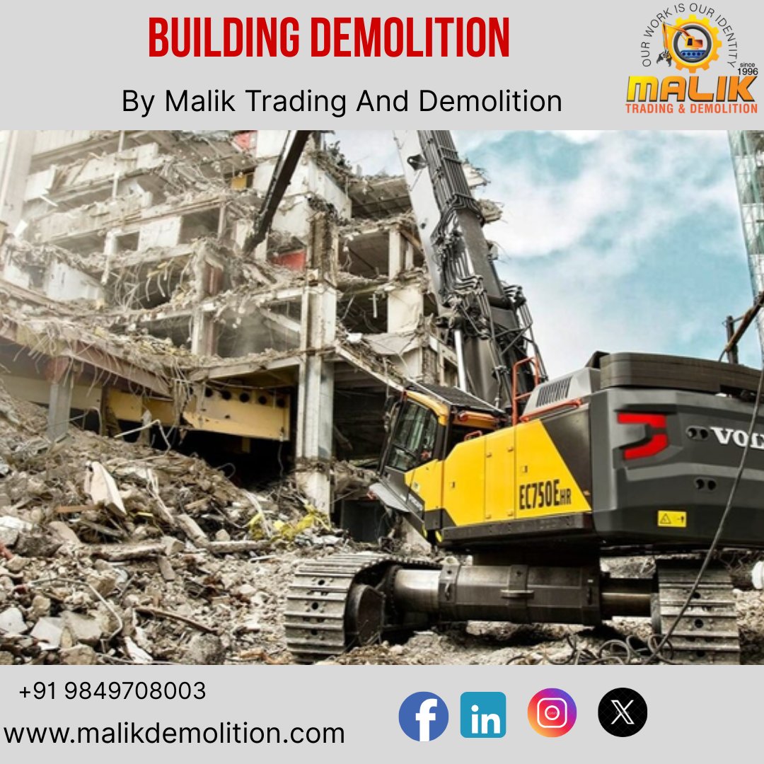 MalikDemoli96's tweet image. Building demolition is the process of safely tearing down structures that are no longer needed, unsafe, or to make space for new developments.#BuildingDemolition
#DemolitionWork
#ControlledDemolition
#StructuralDemolition
#DemolitionCrew
#UrbanRenewal