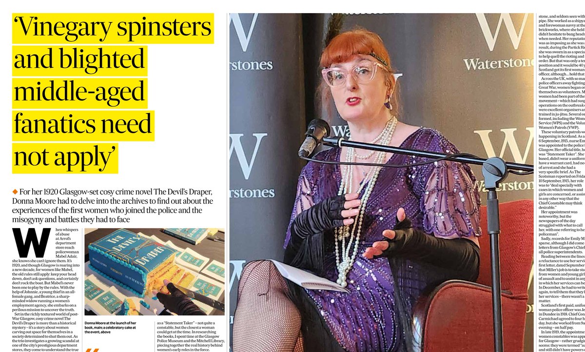 Fly on the Wall Press (@fly_press) on Twitter photo So this is incredible - look at this front cover for <a href="/TheScotsman/">The Scotsman</a> 's Life section today!!
<a href="/BadsvilleBroad/">Donna Moore</a> and cosy feminist crime The Devil's Draper, following the 1st policewoman in Scotland in the 1920s... “Vinegary spinsters and blighted middle-aged fanatics need not apply” So this is incredible - look at this front cover for <a href="/TheScotsman/">The Scotsman</a> 's Life section today!!
<a href="/BadsvilleBroad/">Donna Moore</a> and cosy feminist crime The Devil's Draper, following the 1st policewoman in Scotland in the 1920s... “Vinegary spinsters and blighted middle-aged fanatics need not apply”