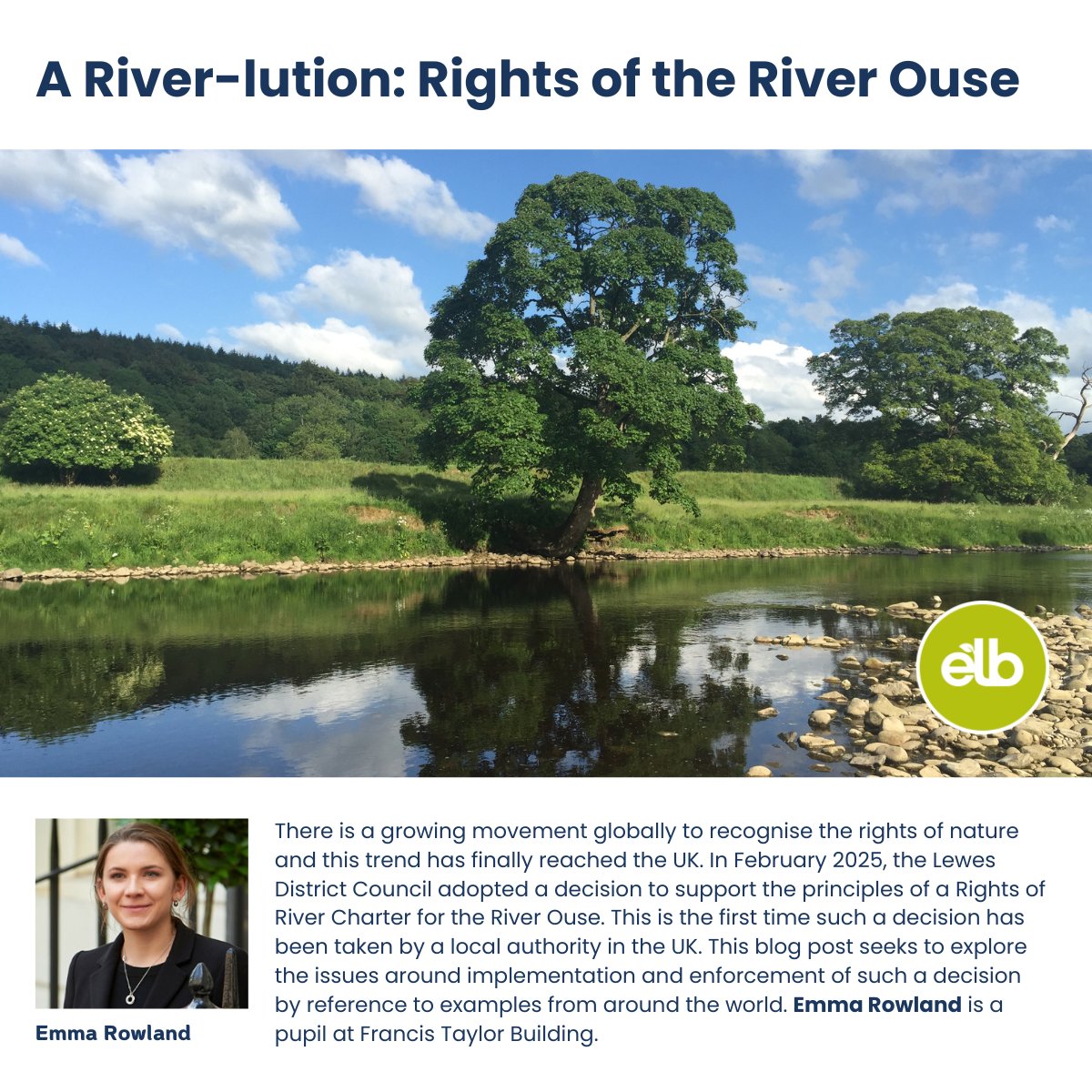 EnvLaw_Blog's tweet image. Lewes District Council supports the UK’s first Rights of River Charter - an important step in recognising nature’s rights. 

Read more in our latest #elb post by Emma Rowland: lnkd.in/e2n5VbUe
Subscribe: lnkd.in/eX6CStUw
#RiverOuse #RightsOfNature #EnvironmentalLaw