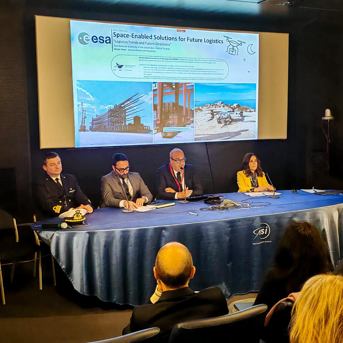 AdSP del Mar Ionio (@portoditaranto) on Twitter photo Il Commissario Straordinario dell’AdSPMI,Sergio Prete,ha preso parte questa mattina alla sessione "Logistics Trends and Future Directions" del workshop "Space-Enabled Solutions for the Future of Logistics", organizzato dall'<a href="/esa/">European Space Agency</a> e <a href="/guardiacostiera/">Guardia Costiera</a> presso la sede dell’ <a href="/ASI_spazio/">Agenzia Spaziale ITA</a> Il Commissario Straordinario dell’AdSPMI,Sergio Prete,ha preso parte questa mattina alla sessione "Logistics Trends and Future Directions" del workshop "Space-Enabled Solutions for the Future of Logistics", organizzato dall'<a href="/esa/">European Space Agency</a> e <a href="/guardiacostiera/">Guardia Costiera</a> presso la sede dell’ <a href="/ASI_spazio/">Agenzia Spaziale ITA</a>
