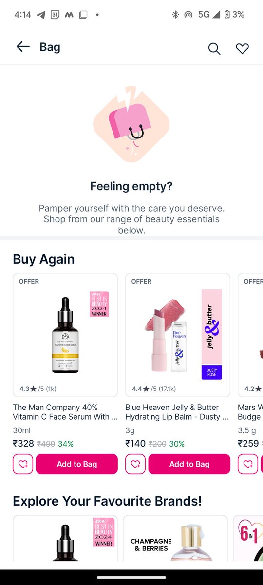 CHIKA0411_'s tweet image. Hey @MyNykaa, my Pink Box didn’t move to the cart even after the sale started!
Followed the steps, waited for May 8 — but still empty!
What’s going wrong? #PinkBox #NykaaSummerSale #NeedHelp #NykaaGlitch