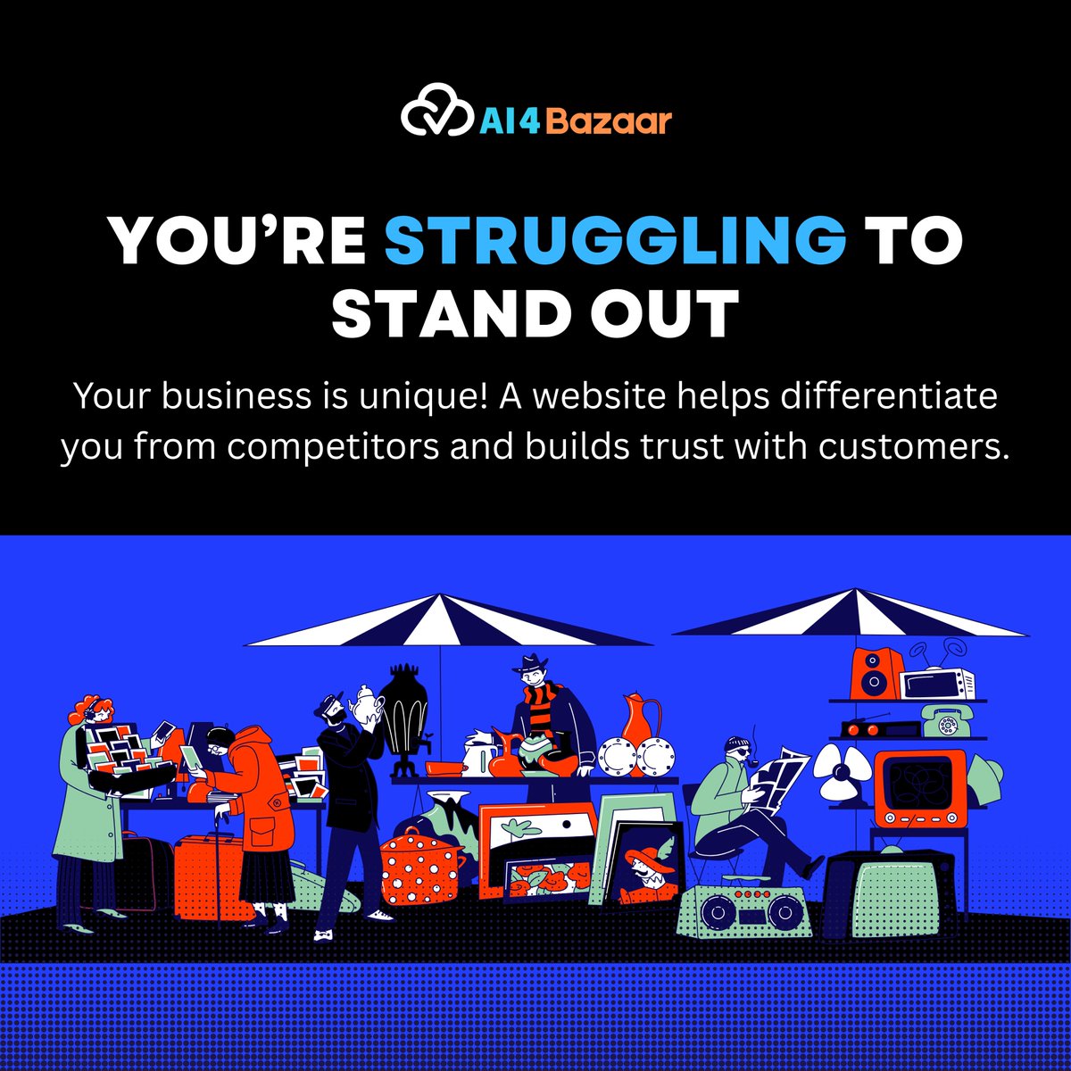 AI_4_Bazaar's tweet image. Here are the 5 signs your business needs a website!

#ai4bazaar #instantwebsite #website #affordablewebsite