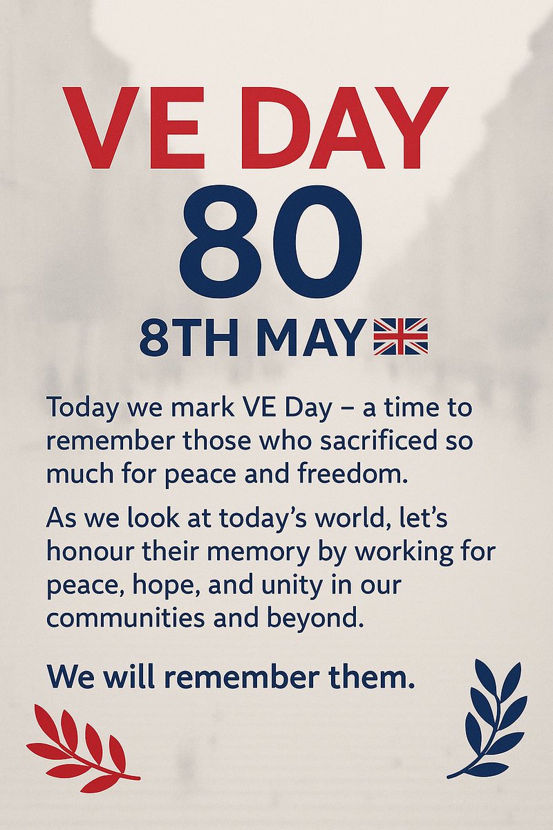 CllrCJBloomer's tweet photo. Today we mark VE Day — a time to remember those who sacrificed so much for peace and freedom. As we look at today’s world, let’s honour their memory by working for peace, hope, and unity in our communities and beyond.

#VEDay #LestWeForget #Peace #Hope #Cotswolds https://t.co/6pMIV4zEut