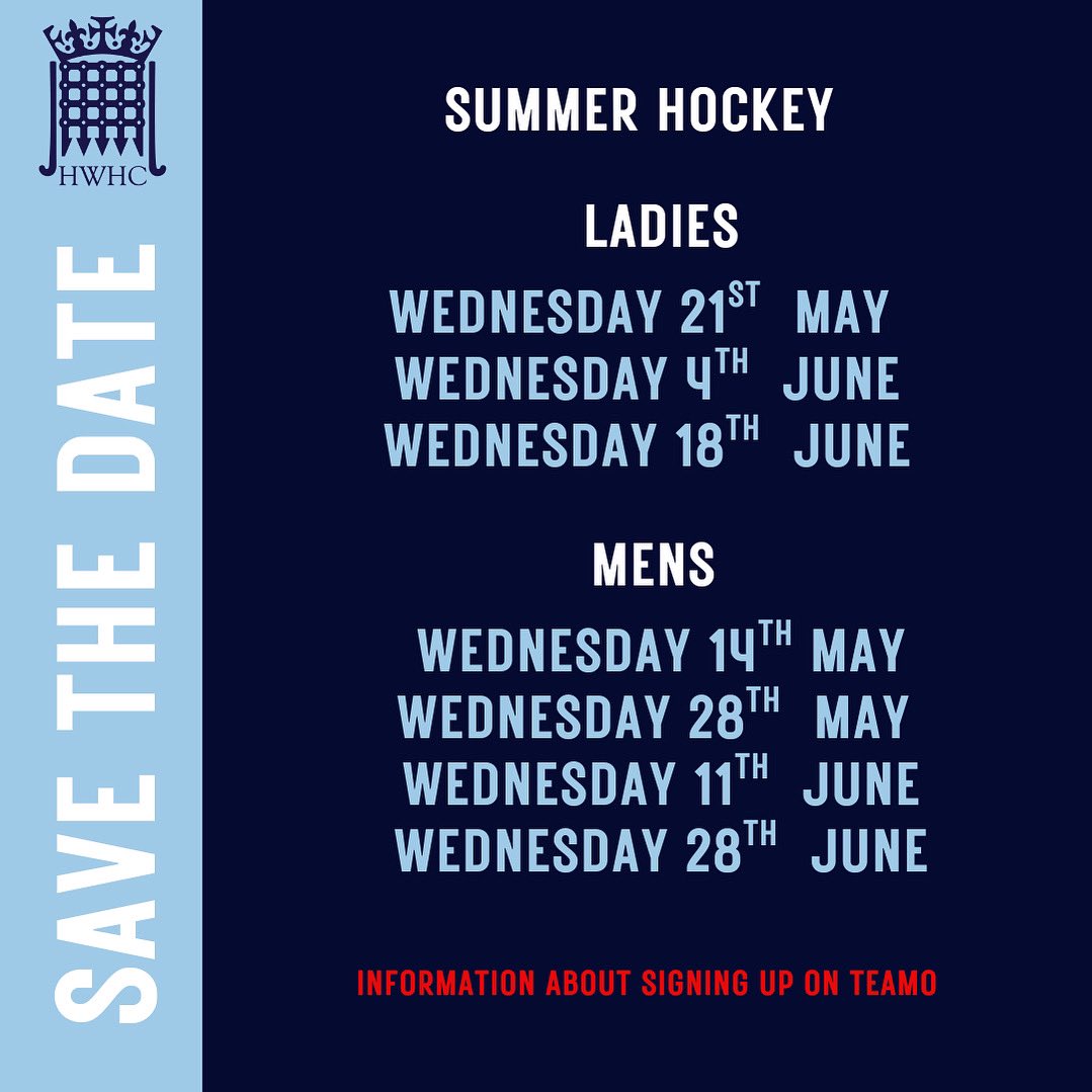 Summer Hockey is back!
If you’re keen to get involved, update your availability now on Teamo. All are welcome - whether you’re returning or brand new to the squad. Let’s make the most of the sunny season!