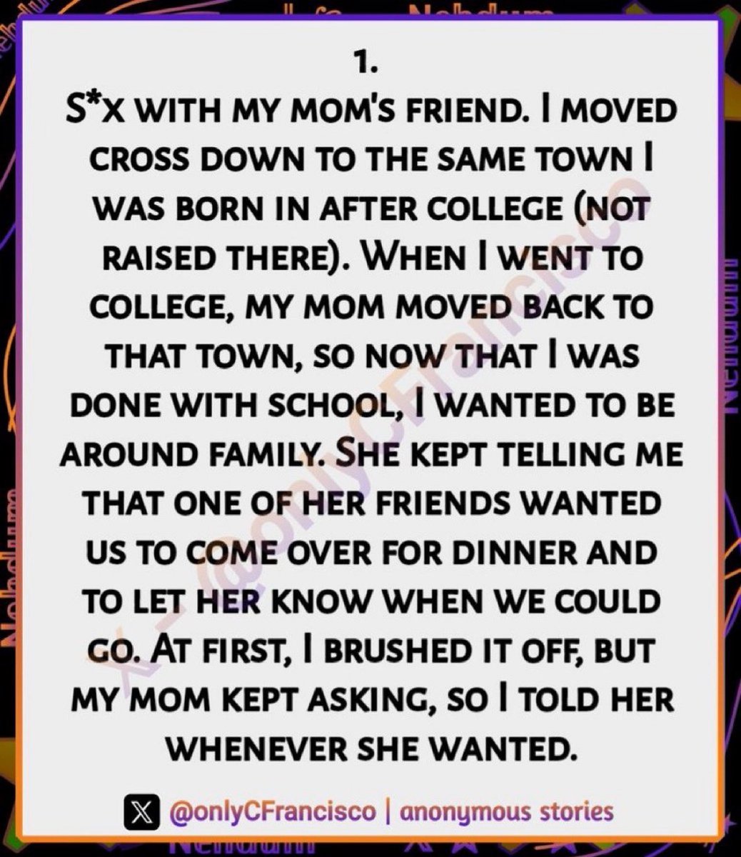 He did it with his  mom's best friend. This  happened, you’re not prepared for how it all escalated.... 

Open thread 👇