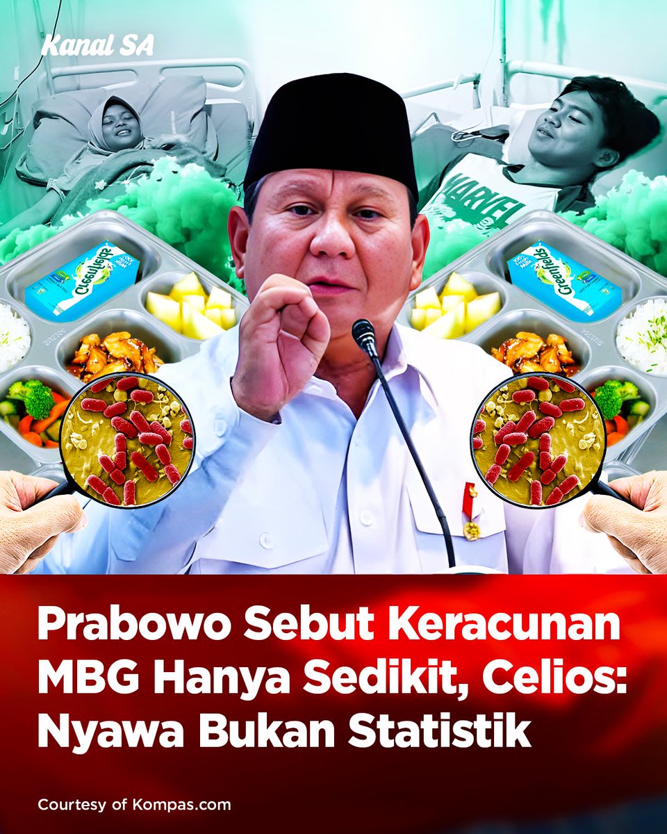 kanalsa_id's tweet photo. Direktur Kebijakan Publik Center of Economic and Law Studies (Celios), Media Wahyudi Iskandar, mengkritik klaim keberhasilan Makan Bergizi Gratis (MBG) Presiden Prabowo Subianto di tengah sorotan mengenai kasus keracunan MBG.
Sc/Kompas.com
#kanalsa #prabowo #mbg https://t.co/E8Te8IODu1