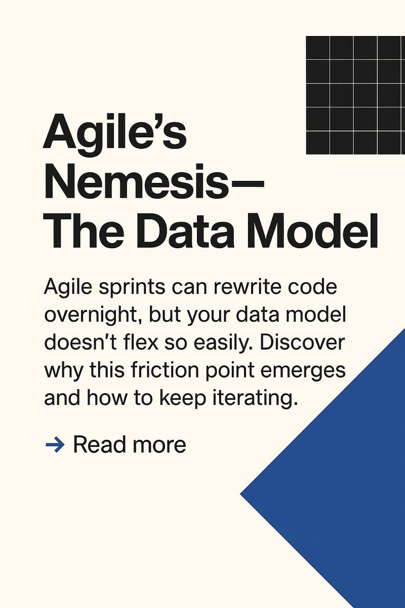 3rd_Eye_Tech's tweet photo. 🤔 Agile sprints can rewrite code, but your database schema doesn’t flex that easily. 

🤔 Learn why data models are Agile's biggest friction point &amp; effecient.

Key tips: prototype fast, automate migrations, and name things well. 🛠️

👉 https://t.co/UvYDfimqBp 

#Agile https://t.co/Hi74MZl8ws
