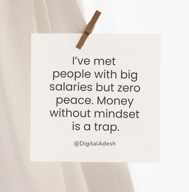 digitaladesh's tweet photo. Big salary, but zero peace? It's common. High income often brings high stress, EMIs, long hours, and pressure to maintain lifestyle. True peace comes from smart money habits, not just paychecks. #MoneyMindset  #WealthyMindset #Money https://t.co/oEPuTvyZXN