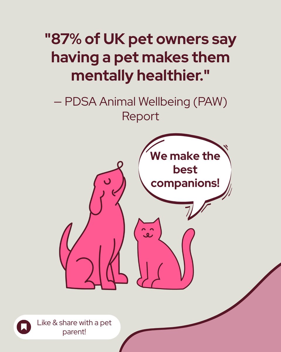 They might not speak our language, but they always understand 🐶🐱
Pets and people support each other in powerful, healing ways -
In fact, 87% of UK pet owners say having a pet makes them mentally healthier 💙

#mutualhealing #petwellbeing #mentalhealthawareness