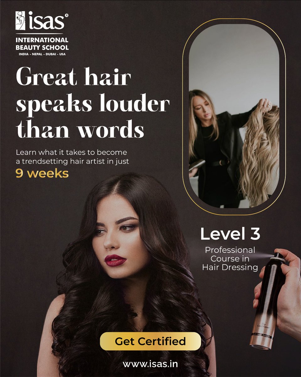 isas_pune's tweet image. Snip, style, slay in just 9 weeks! ✂
Master pro hairdressing &amp;amp; get salon-ready with ISAS.

🌐 isasbeautyschool.com

#HairCourse #ISASProfessional #SalonReady