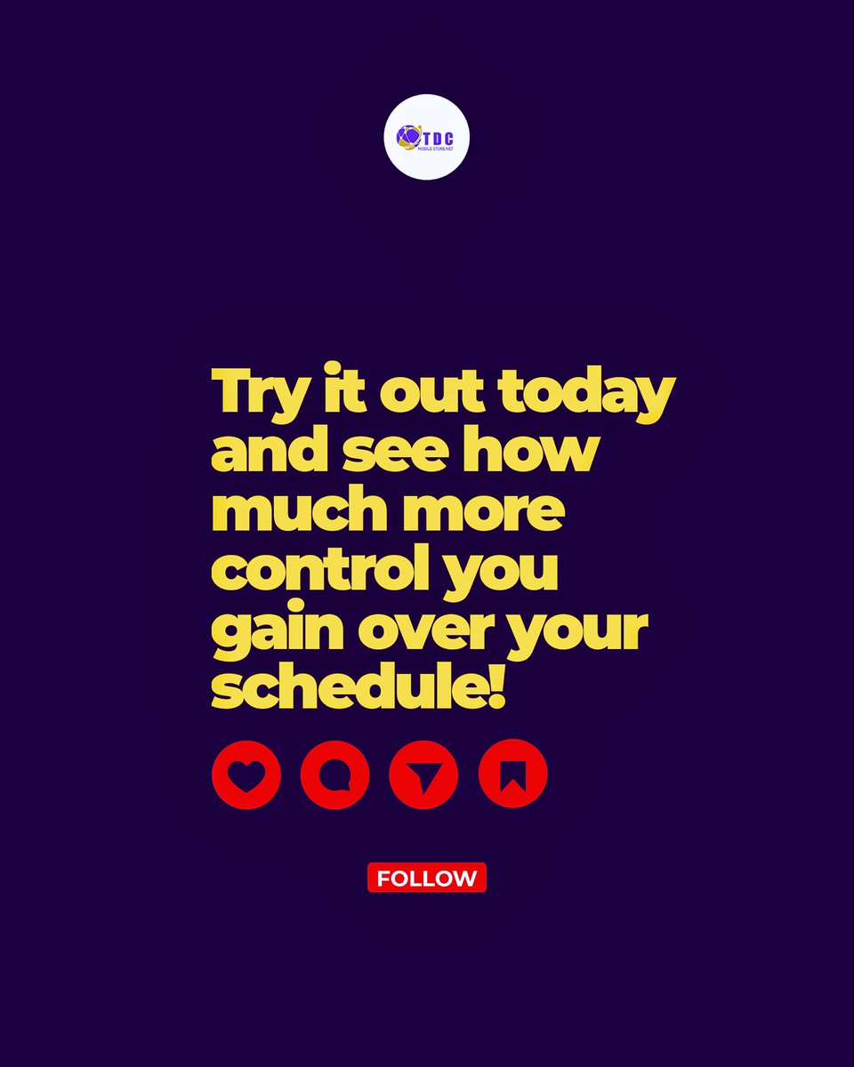 tdc468's tweet photo. Productivity is possible, try out this tip today!👆🏼

#thursday #tipthursday #productivityhack #timeblocking #tdcmobilestore https://t.co/b7NefUI1G6