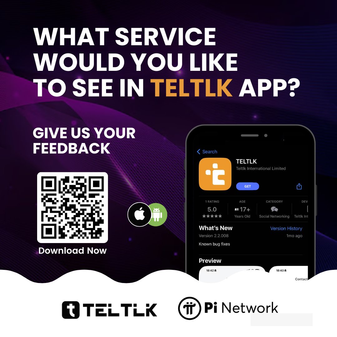 teltlkteam's tweet image. 🚀 We would like to know your feedback. What service would you love to see in the next update?

📲 Share your thoughts and help shape the future of #TELTLK!

💬 Feedback matters — scan the QR code or download now.

🔗 Available on iOS &amp;amp; Android

#Web3 #SocialApp #CryptoCommunity