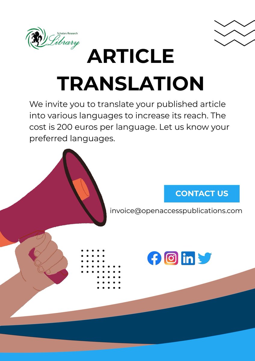 ScholarsResear2's tweet photo. Thank you for your suggestion! We are currently looking for authors who are fluent in different languages to translate our articles 📚. This will help increase visibility and citations for our work. #TranslationProject #MultilingualAuthors #ResearchImpact #callforpapers #author https://t.co/eXmR4XyJCw