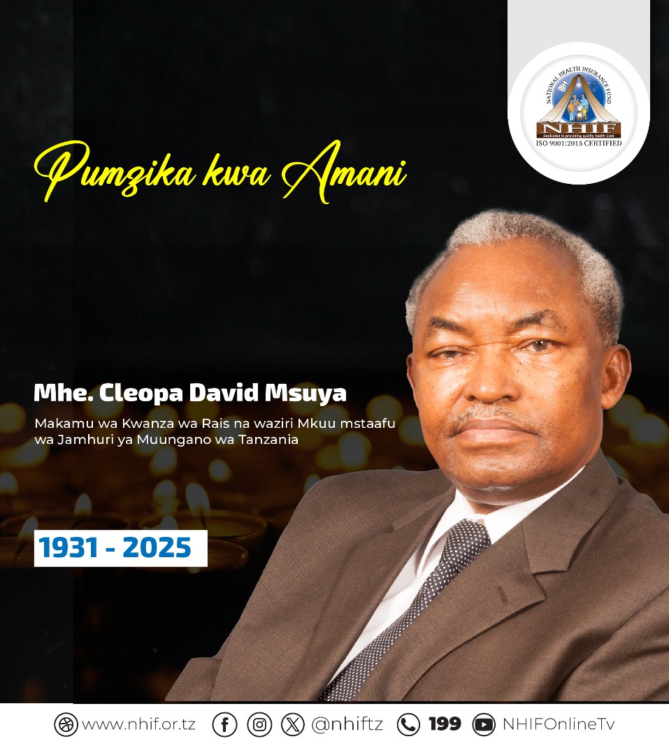 NHIF Tanzania (@nhiftz) on Twitter photo Pumzika kwa Amani
<a href="/wizara_afyatz/">Wizara ya Afya Tanzania ๐น๐ฟ</a> <a href="/TZMsemajiMkuu/">Msemaji Mkuu wa Serikali</a> <a href="/bima_afyatz/">BIMA YA AFYA KWA WOTE ๐น๐ฟ</a>
#nhiftz #bimayaafyakwawote #uhakikawamatibabukwawote Pumzika kwa Amani
<a href="/wizara_afyatz/">Wizara ya Afya Tanzania ๐น๐ฟ</a> <a href="/TZMsemajiMkuu/">Msemaji Mkuu wa Serikali</a> <a href="/bima_afyatz/">BIMA YA AFYA KWA WOTE ๐น๐ฟ</a>
#nhiftz #bimayaafyakwawote #uhakikawamatibabukwawote