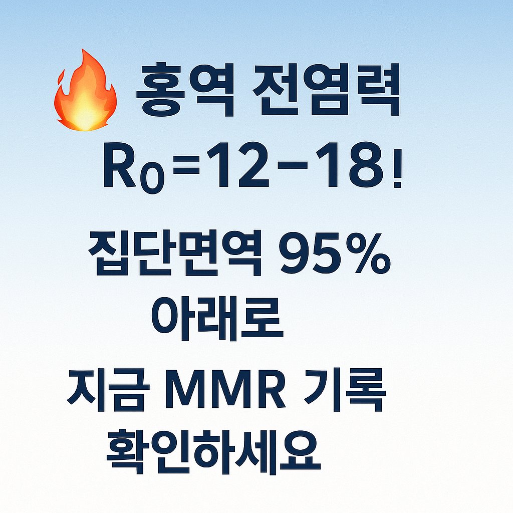 👶💉【홍역 비상】R₀=12–18, 집단면역 95%↓ 위험 급증!
• MMR 2회 접종 스케줄
• 성인·여행자 권장 접종
👉 postbh.blogspot.com/2025/04/mmr.ht…
#MMR백신 #홍역예방