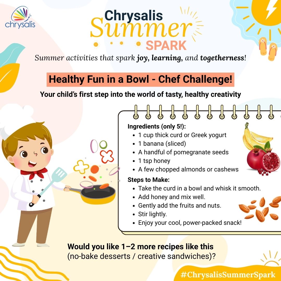 Chrysalis_world's tweet photo. Whisk, Mix, Smile!
This summer, we're stirring up joy, learning, and nutrition — all in one bowl!

Quick, no-cook, and full of flavour — because learning can be delicious too!

#HealthyFun #CreativeCooking #ChrysalisWorld #SummerActivitiesForKids #ThinkRoomAtHome https://t.co/pKS5r8t9lb