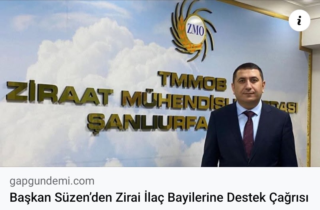 Şube Başkanımız Mehmet SÜZEN Gap gündemine Zirai İlaç, tohum, gübre bayi ve toptancılarına sübvansiyonlu düşük faizli kredi verilmesine yönelik röportaj verdi 
Röportaja aşağıda verilen linkten ulaşabilirsiniz.
gapgundemi.com/haber/24914420…