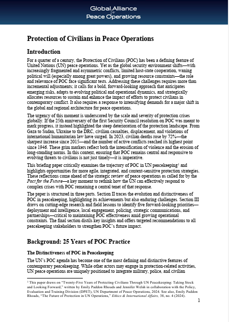 CharlieKwame's tweet photo. Happy to see two co-authored papers📄 published today as part of Global Alliance for Peace Operations collections:

1⃣ Protection of Civilians in Peace Operations
2⃣ Enhancing the Role of UN police in Peacekeeping Operations https://t.co/oW36vNY4oZ