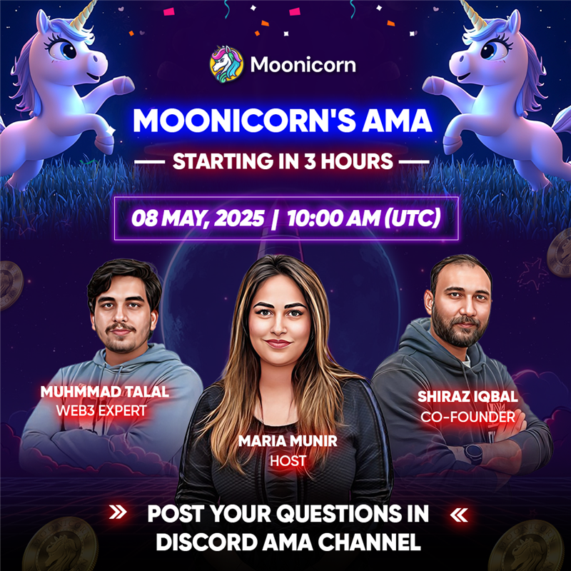 Moonicorn (@moonitomoon) on Twitter photo โฐ The countdown is ON!
In just 3 hours, the Moonicorn universe goes LIVE with an epic AMA on our discord channel you won't want to miss! ๐ฆ๐ฅ
Join us as we reveal insights, spill updates, and answer your hottest questions in real time! ๐๐ค
๐
 08 May, 2025
๐ 10:00 AM (UTC)
๐ฌ โฐ The countdown is ON!
In just 3 hours, the Moonicorn universe goes LIVE with an epic AMA on our discord channel you won't want to miss! ๐ฆ๐ฅ
Join us as we reveal insights, spill updates, and answer your hottest questions in real time! ๐๐ค
๐
 08 May, 2025
๐ 10:00 AM (UTC)
๐ฌ