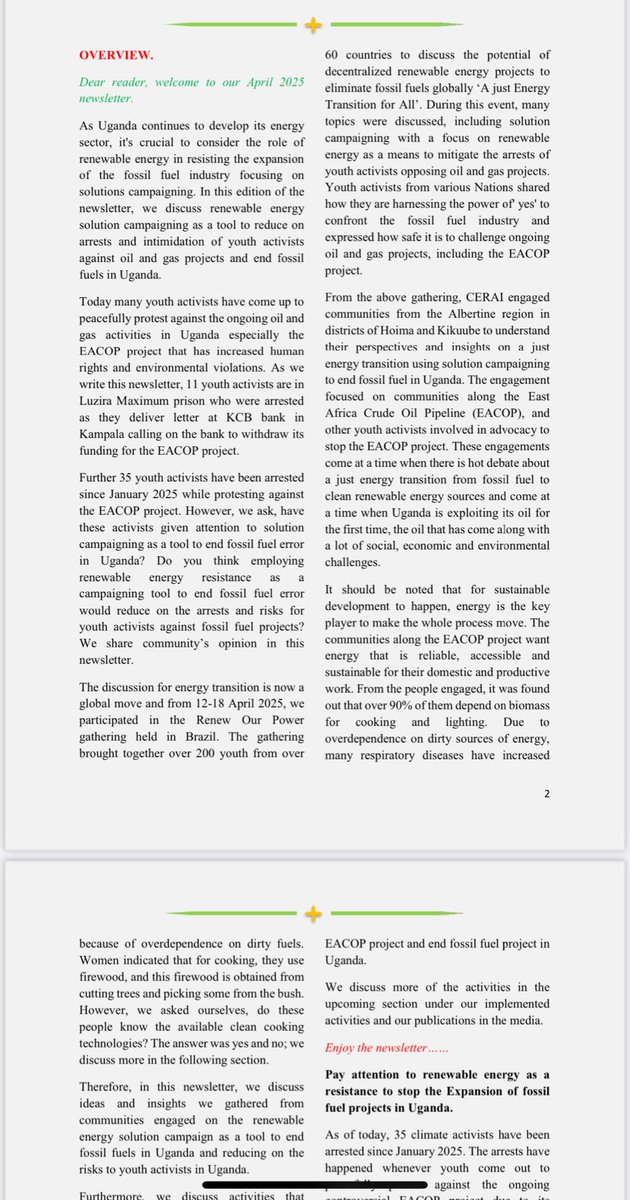CERAIUg's tweet image. 💥The power of ☀️: CERA’s April 2025 Newsletter is Out! 
In this edition, We discuss renewables as solution campaigning tool to #Endfossilfuels in Uganda.We also bring you community  voices about  decentralized renewable energy projects. 
Find more ceraiug.org/download/renew…