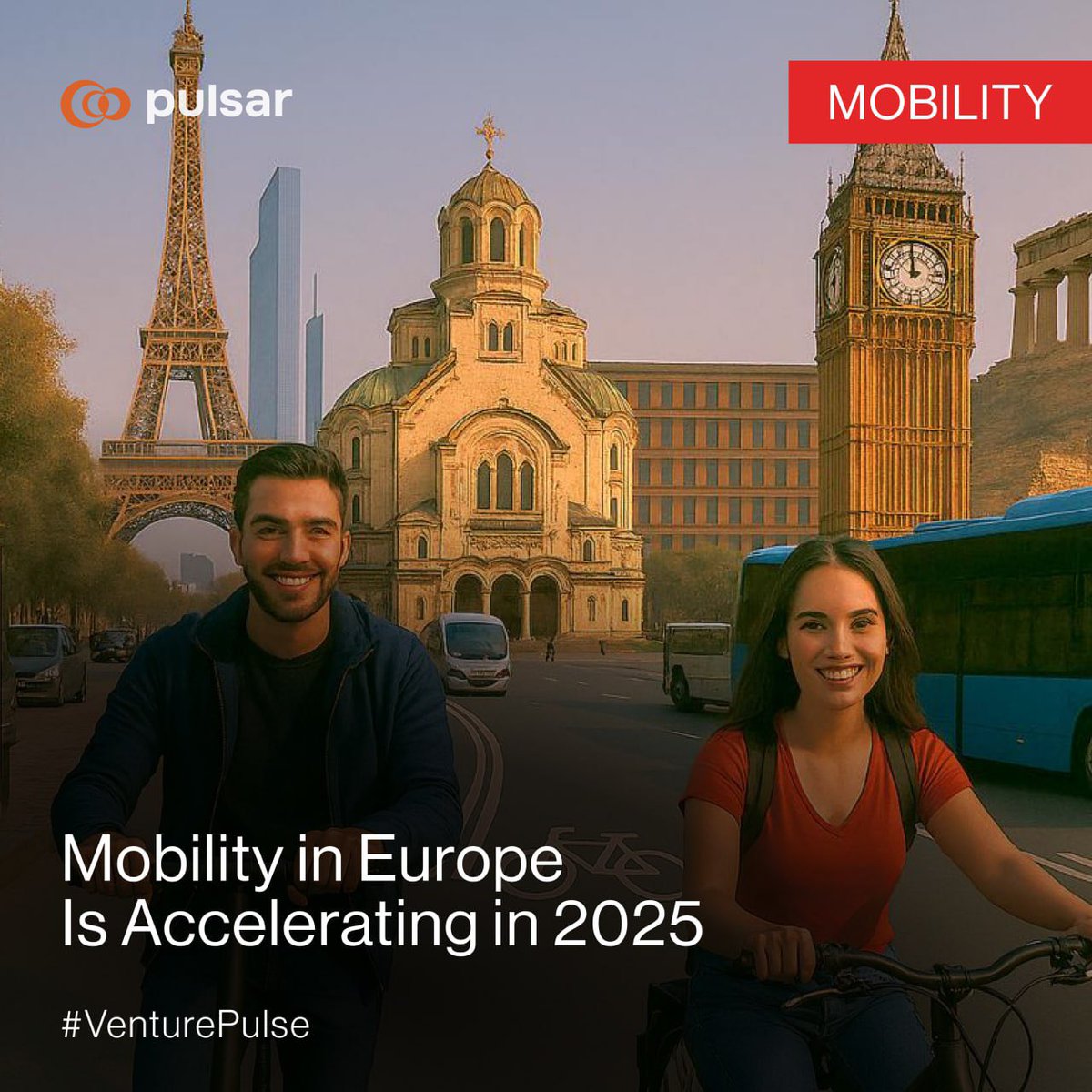 🚗 Europe’s 2025 Mobility Boom:

✅ 23% of new cars = electric
✅ €1B for AV pilots
✅ MaaS &amp; micromobility surge
✅ Clean buses, smart cities
Startups lead the charge.

🔗 Full report: pulsar.vc/tpost/snsdugjf…
#MobilityInEurope #EVs #AVs #CleanTech #SmartCities