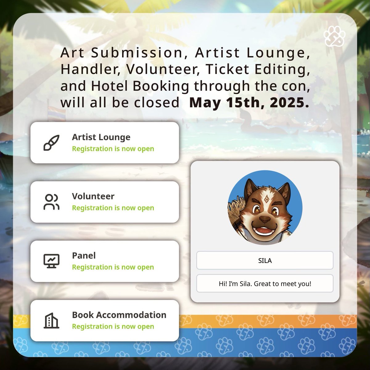 Tick tock - If you haven't gotten yourself SiamPaws tickets, you best hurry now.

Sawasdee ka! Pailin here with you again. Today me and Sila are here to give you the details for the last day of ticket sales as well as the last day for activity registrations

#SiamPaws