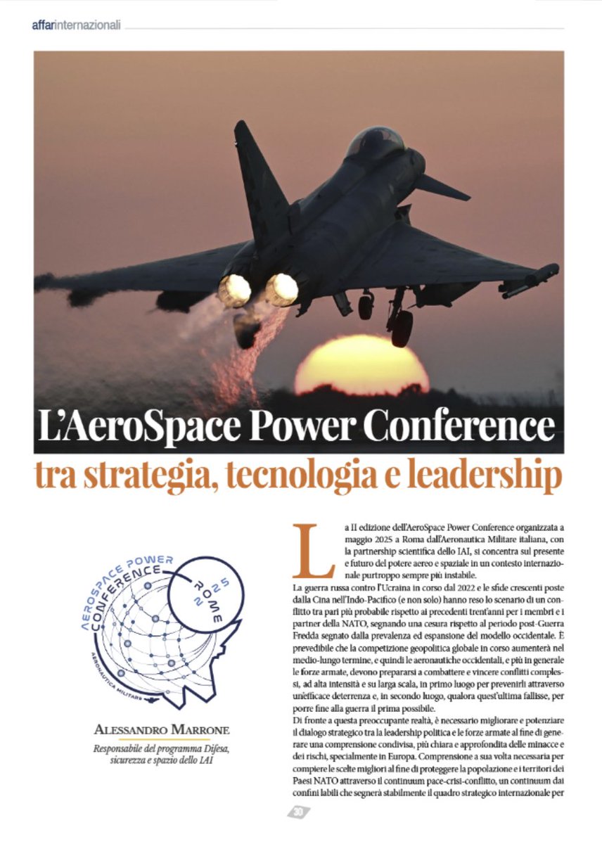 AffarInternazionali (@affint) on Twitter photo Oggi a Roma inizia #ASPC2025 organizzata da <a href="/ItalianAirForce/">Aeronautica Militare</a> insieme a <a href="/IAIonline/">Istituto Affari Internazionali - IAI</a>
Nel nuovo numero di AI, <a href="/Alessandro__Ma/">Alessandro Marrone</a>, <a href="/eliocalcagno/">Elio Calcagno</a>, Nicolò Murgia e <a href="/RavazzoloGaia/">Gaia Ravazzolo</a> analizzano il potere aereo, la cooperazione italo-britannica e il #GCAP
👉 affarinternazionali.it/#papa-francesc… Oggi a Roma inizia #ASPC2025 organizzata da <a href="/ItalianAirForce/">Aeronautica Militare</a> insieme a <a href="/IAIonline/">Istituto Affari Internazionali - IAI</a>
Nel nuovo numero di AI, <a href="/Alessandro__Ma/">Alessandro Marrone</a>, <a href="/eliocalcagno/">Elio Calcagno</a>, Nicolò Murgia e <a href="/RavazzoloGaia/">Gaia Ravazzolo</a> analizzano il potere aereo, la cooperazione italo-britannica e il #GCAP
👉 affarinternazionali.it/#papa-francesc…