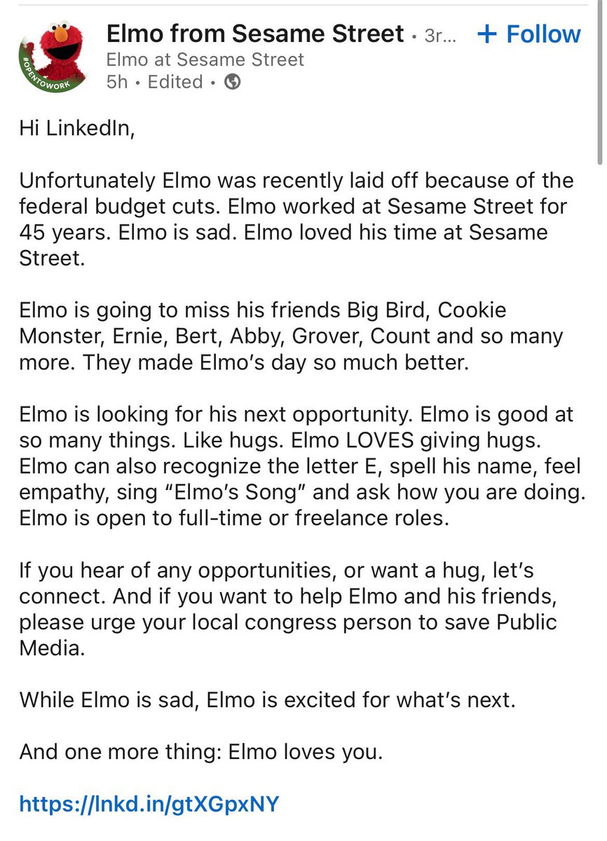 What type of human cancels Elmo?! 
#HaveTheDayYouVotedFor
