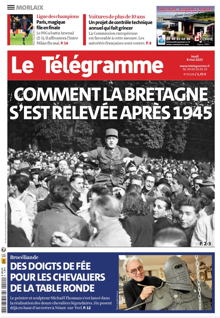8 mai 1945-8 mai 2025
La Une du jour du <a href="/LeTelegramme/">Le Télégramme</a>