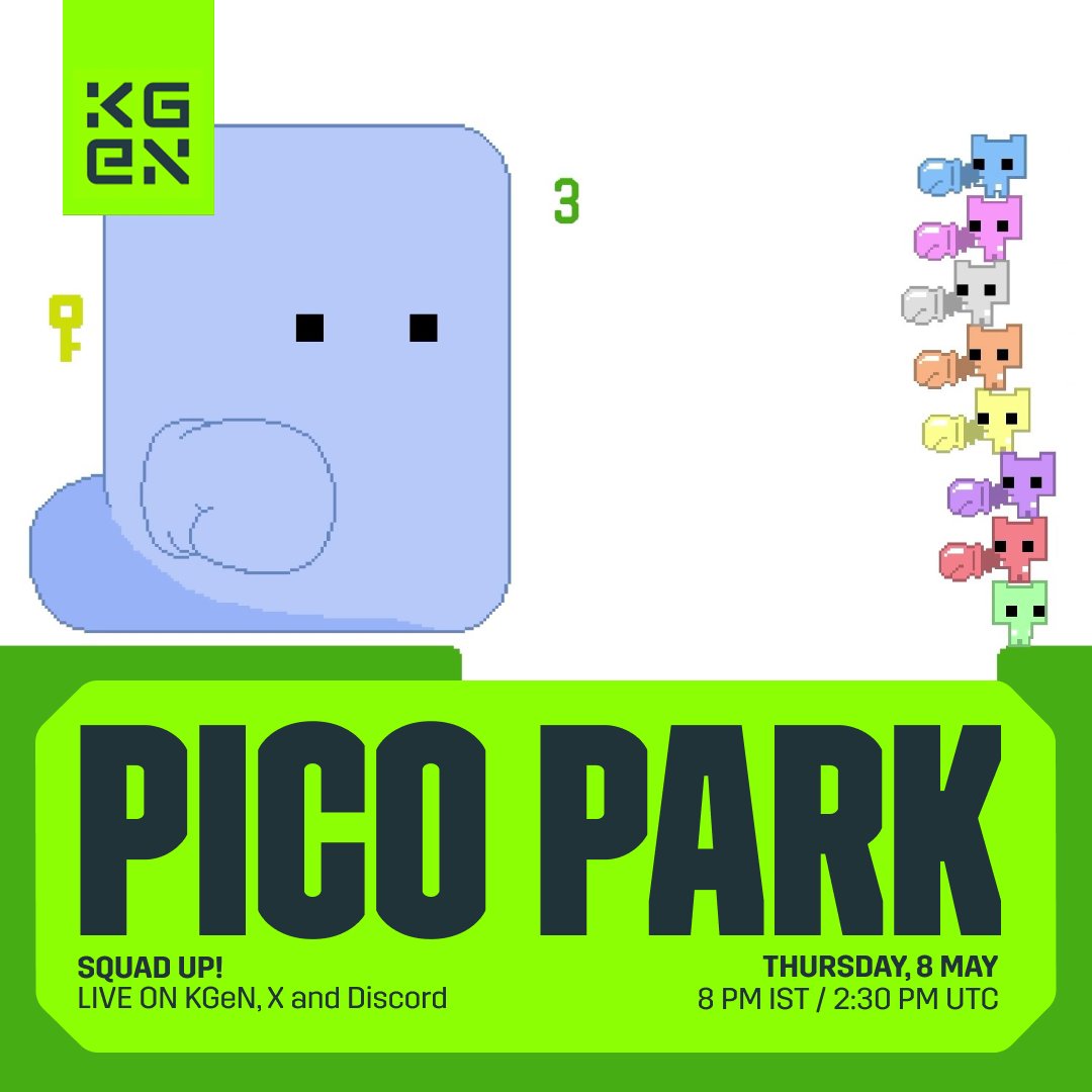 We just know this is going to be chaotic and someone’s definitely gonna rage quit! 😭

Join us today as the crew Squads Up to play Pico Park!

📅 8th May
⏰ 8:00 PM IST / 2:30 PM UTC
📍Live on X and KGeN Discord

Tbh, I don’t think they’re getting past level 5. 😅