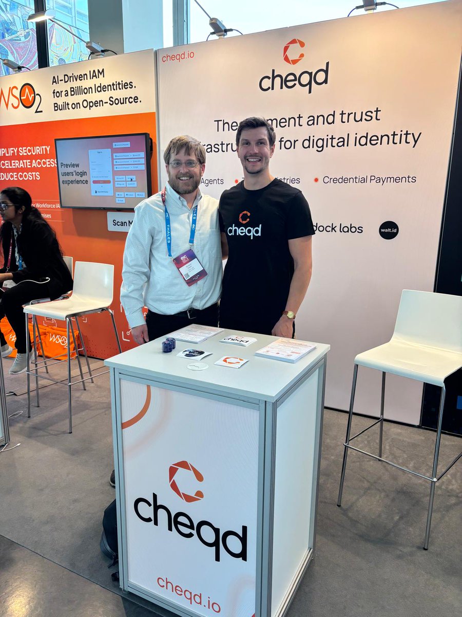 The cheqd team spent time with members of <a href="/dock_labs/">Dock Labs</a> yesterday. Here's <a href="/fraser_again/">Fraser 🆔⚛️</a> pictured with their Head of Product, Richard Esplin.

There's always a lot of things to talk about for the future of decentralised identity and our ongoing partnership with <a href="/dock_labs/">Dock Labs</a>. 🆔️