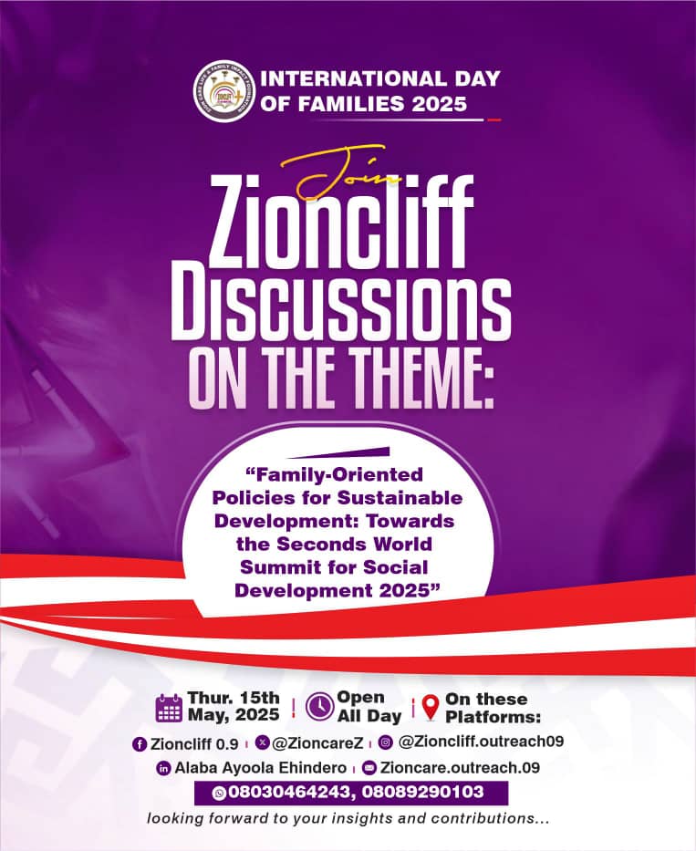 ZioncareZ's tweet photo. THE 2025 INTERNATIONAL DAY OF FAMILIES is here again ! 
The theme for International Day of Families 2025 is "Family-oriented Policies for Sustainable Development: Towards the Second World Summit for Social Development 2025". 
Join the discussions here on May 15. https://t.co/XnIJwZj0VD