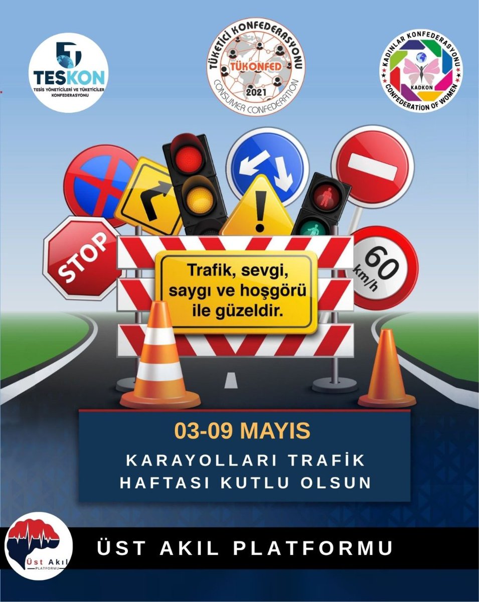 Karayolları Trafik Haftası kutlu olsun. 
<a href="/aydinagaoglu/">Aydın Ağaoğlu (DM KAPALI)</a> <a href="/avibrahimgullu/">Av. İbrahim Güllü</a> <a href="/erantapan/">Eran Tapan</a> <a href="/betulgulbahar88/">Betul Gulbahar</a> <a href="/yahyasagirr/">Yahya SAĞIR</a> #sondakika <a href="/teskonmerkez/">TESKON (Tesis Yöneticileri Konfederasyonu)</a> <a href="/kadkonmerkez/">KADKON (Kadınlar Konfederasyonu)</a> #trafik <a href="/zafermuratt/">Zafer Murat Çetintaş</a> <a href="/Turusan_Bagci/">Turusan Bağcı</a> <a href="/yunuseksi_53/">Yunus EKŞİ</a> <a href="/HalisKahraman8/">haberciHalis</a>