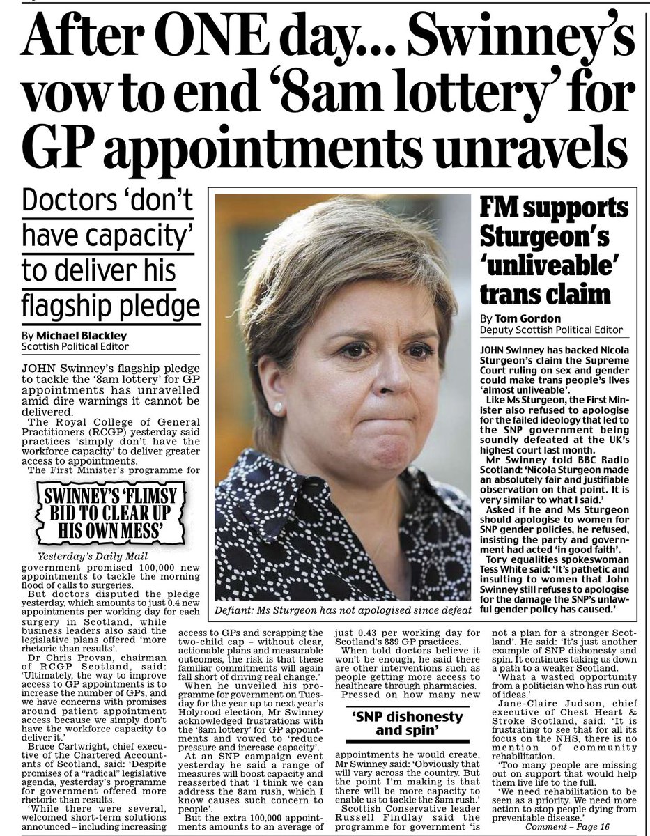 GPs say they “simply don’t have the workforce capacity” to deliver on John Swinney’s flagship pledge to create 100,000 new appointments to tackle the “8am lottery”. 

The pledge amounts to 0.4 appointments per working day for Scotland’s 889 GP surgeries.