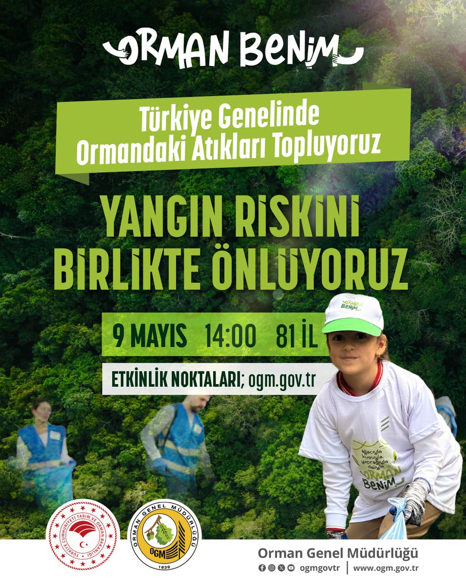 OGMgovtr's tweet photo. 9 Mayıs’ta bir ağacın gölgesi, bir milletin nefesi, bir ormanın geleceği için buluşuyoruz.💚

#OrmanBenim etkinliğiyle yalnızca ormanlarımızdan atıkları toplamıyoruz; vatan toprağını, geleceğimizi, nefesimizi koruyoruz. 🌿

📅 9 Mayıs
📍 81 ilde aynı anda, aynı inançla.

#YeşilVatan #OrmanBenim