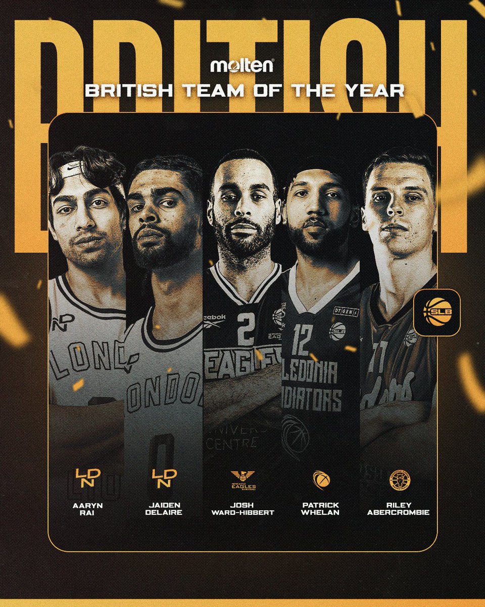 SprLeagueBballM's tweet photo. 🇬🇧🫡 Some of @gbbasketball's finest! Yes, that’s right, it’s the @moltensports British Team of the Year! Congratulations to all who were selected! 🫡

📲 Click the link in our bio to read more on our website, including a full voting record to see who your team’s coach or captain chose!

#BritishBasketball