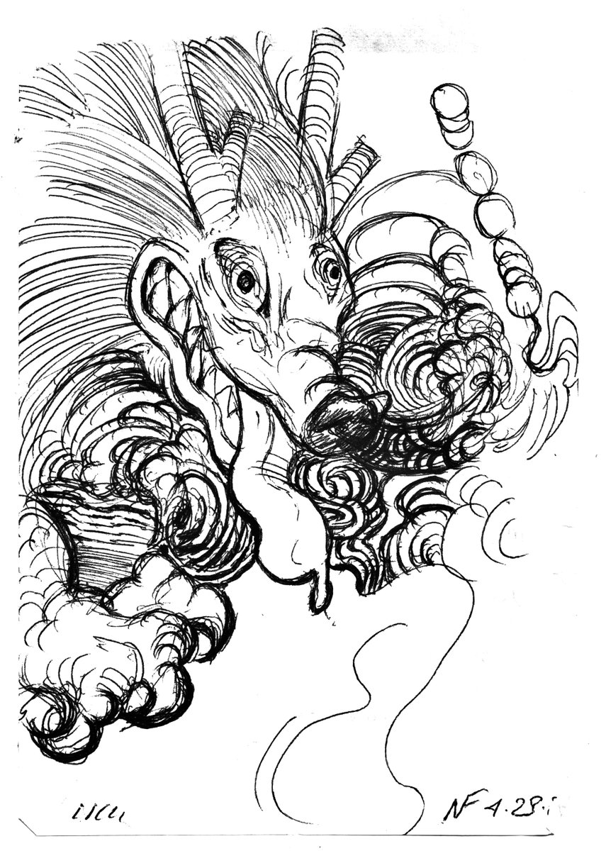 reciept doodle of a friend’s dragon