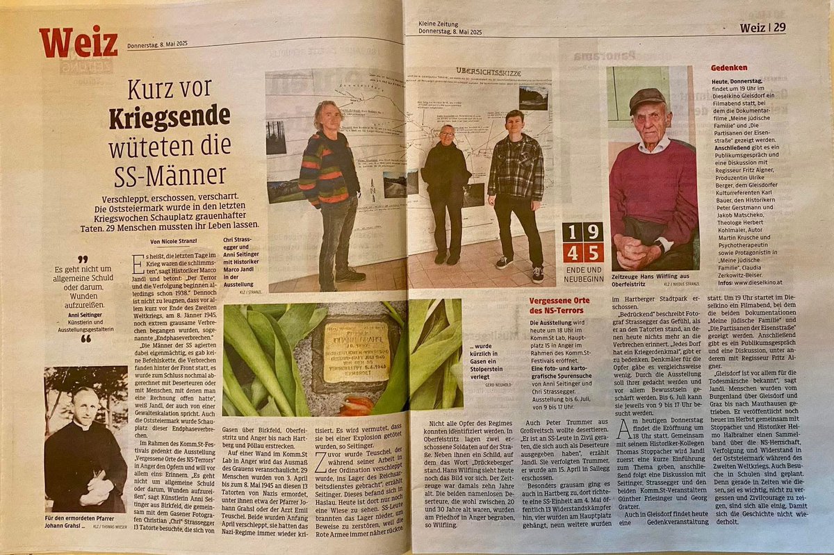 Die Kleine Zeitung Weiz über den Start unserer neuen Ausstellung: Vergessene Orte des NS Terrors - eine foto- und kartografische Spurensuche von Anni Seitinger und Chri Strassegger. Vernissage: Heute, 18 Uhr im KOMM.ST Lab in Anger.