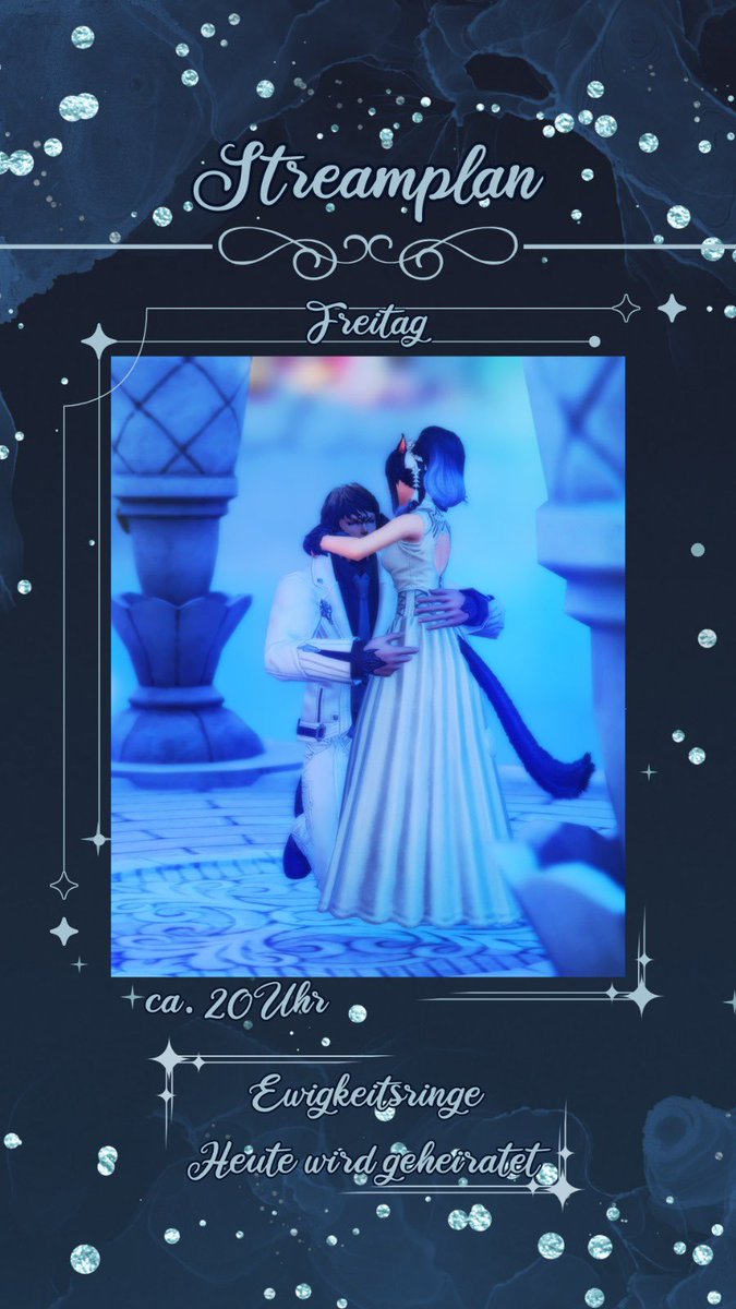 lilithmaou's tweet photo. Freitag, ca. 20 Uhr – Es wird geheiratet!
Ewigkeitsringe, große Gefühle &amp; ganz viel Liebe – seid live dabei, wenn wir den Bund fürs Leben schließen!
#Streamplan #Hochzeit #Ewigkeitsringe #FFXIV #twitch https://t.co/0VirbKYA4s
