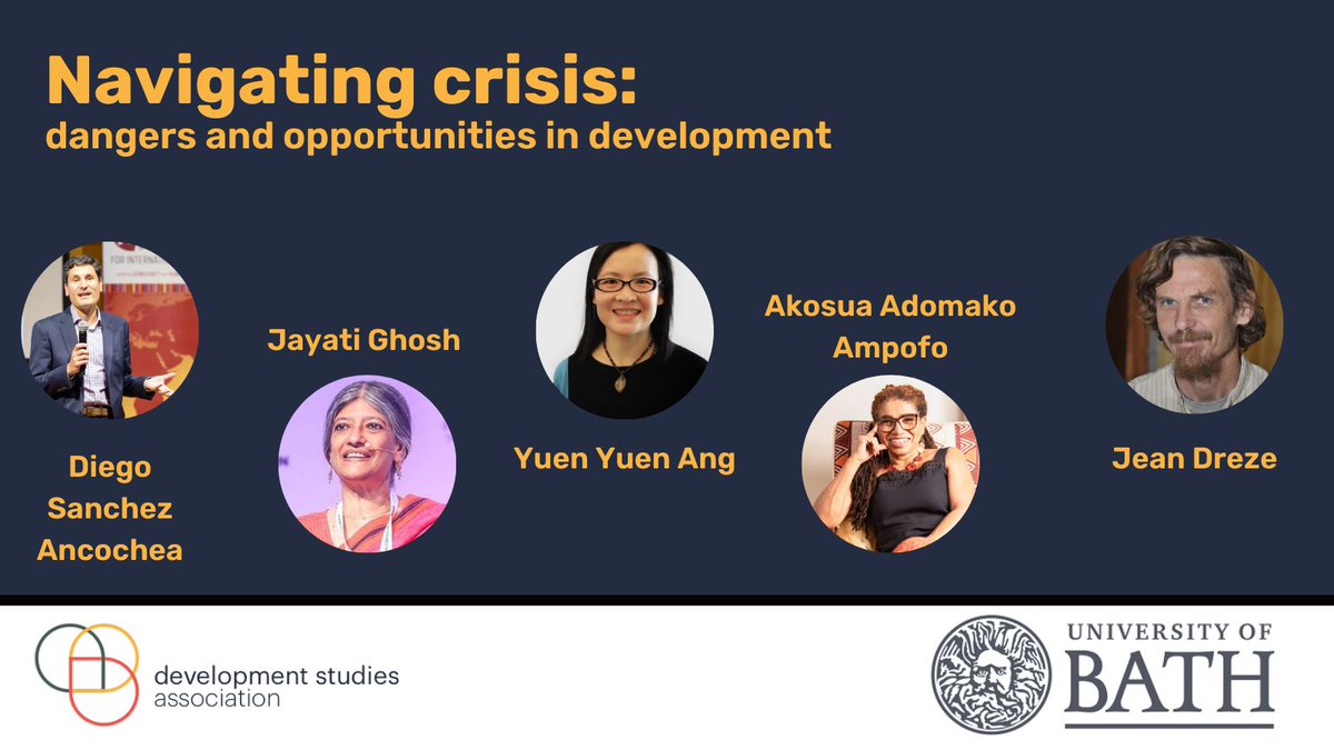 Development Studies Association (@devcomms) on Twitter photo Economics and development studies: where next in addressing the (poly)crisis? A discussion between <a href="/Jayati1609/">Jayati Ghosh</a> and <a href="/dsanco/">Diego S-A</a> - one of the #DSA2025 keynotes, sponsored by the <a href="/JID_journal/">Journal_Int_Development</a>
Join us at <a href="/CDS_Bath/">Centre for Development Studies</a> to hear what they have to say:
buff.ly/xW2t3aL Economics and development studies: where next in addressing the (poly)crisis? A discussion between <a href="/Jayati1609/">Jayati Ghosh</a> and <a href="/dsanco/">Diego S-A</a> - one of the #DSA2025 keynotes, sponsored by the <a href="/JID_journal/">Journal_Int_Development</a>
Join us at <a href="/CDS_Bath/">Centre for Development Studies</a> to hear what they have to say:
buff.ly/xW2t3aL