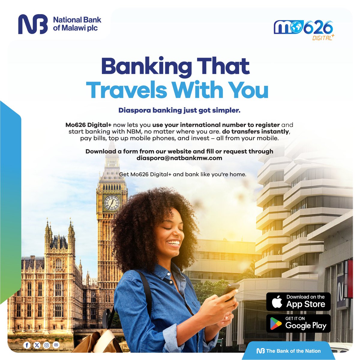 Experience banking that travels with you. 

Register for Mo626 Digital+ today using your international number and manage your finances from anywhere, anytime.

#16PaMo