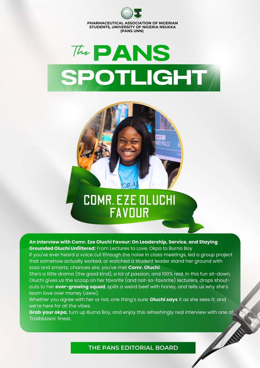 Panseditsunn's tweet photo. Oluchi Unfiltered:From Lectures to Love,Okpa to Burna Boy.

She’s a little drama(the good kind), a lot of passion, and 100% real. In this fun sit-down she gives us the scoop on her favorites.
#PANSUNN
#panseditorialunn
#PANSSPOTLIGHT https://t.co/UeqvA4UsRm
