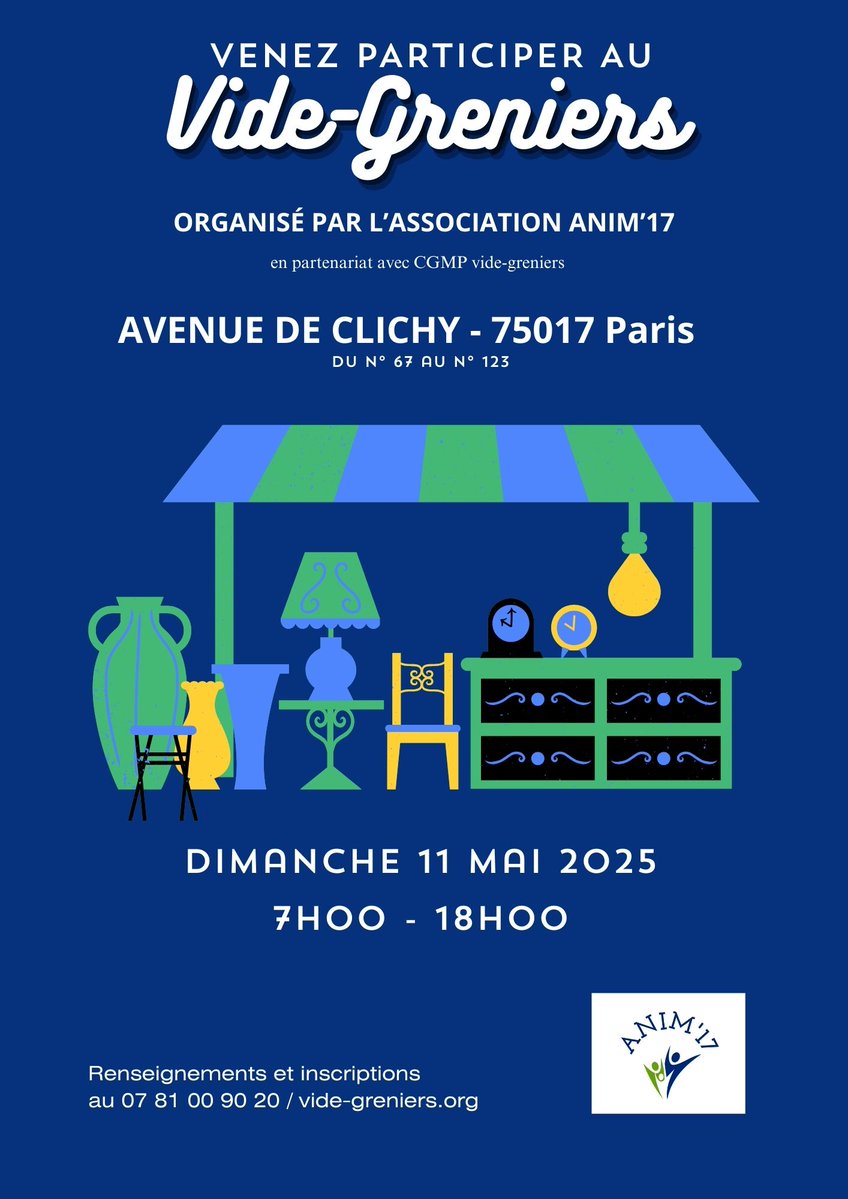 C'est ce weekend et nous vous attendons nombreux ! 
#avenuedeclichy #Paris75017 #videgreniers #Paris17