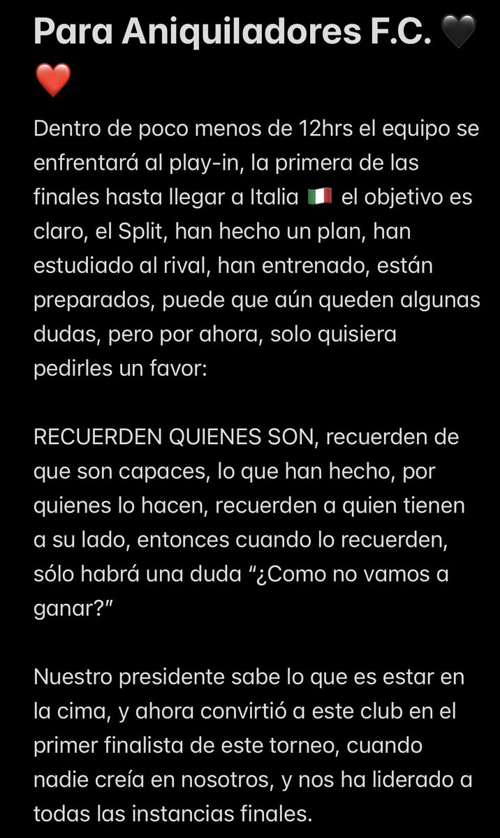 StreseedFer's tweet photo. Para mi equipo 🫡🖤❤️

@AniquiladoresFC https://t.co/TZI4RSzuAg