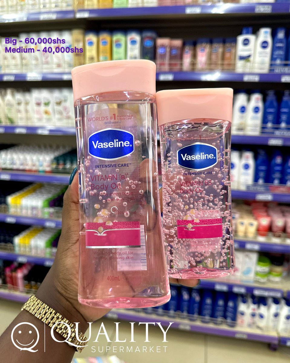 QualityUganda's tweet photo. They’re finally back! Your favourite Vaseline Body Gel Oils are now restocked at #QualitySupermarket, and the medium size is going for just 40,000UGX!
Perfect for that healthy, glowing skin. Grab yours while stock lasts 💜✨. https://t.co/CIaXXJmqiz