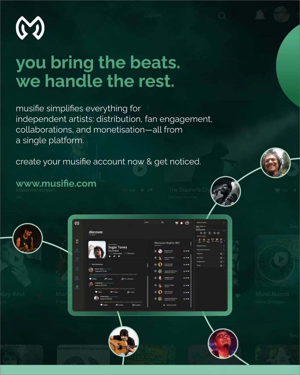 Many artists spend time chasing gigs, streams, and sponsorships than actually making music.

At musifie, we believe you shouldn’t have to choose between passion and paychecks.

Music, money, and creative freedom—you deserve all three: musifie.com

#musiccommunity