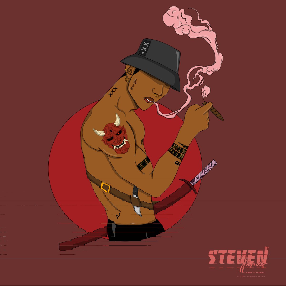 I've always loved japanese culture. But not as much as I love african culture. One genius decided to give us Afro Samurai. That inspired this illustration.
